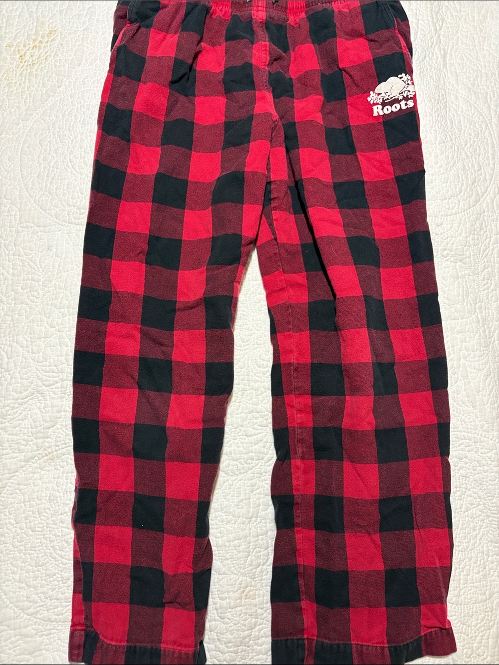Roots Kids Red Black Buffalo Plaid Flannel Pajama Pants Medium 7/8